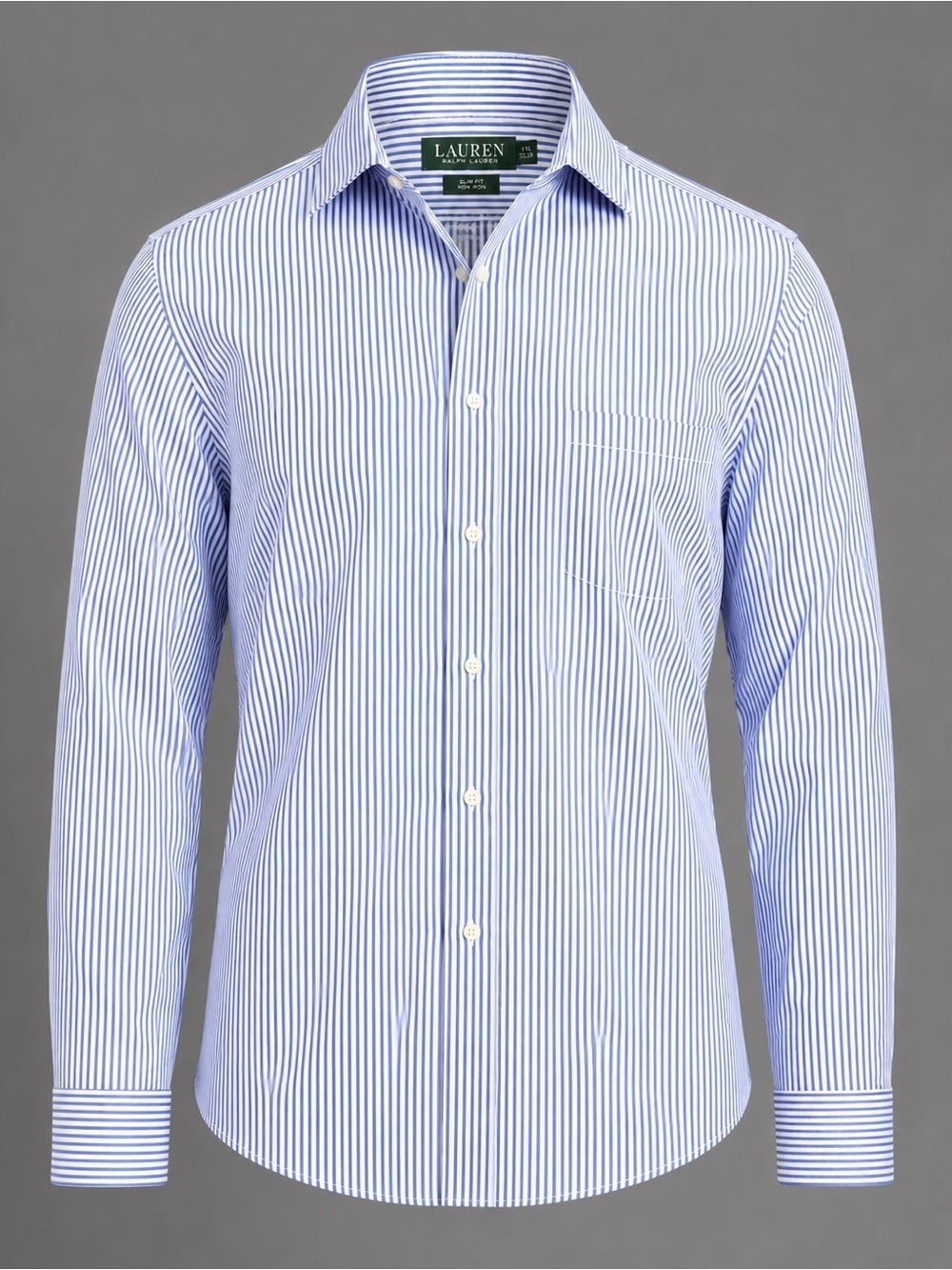 Lauren Ralph Lauren Slim Fit Non Iron Dress Shirt | Blue White | 17.5 32/33